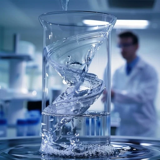 Water being poured into a glass for testing